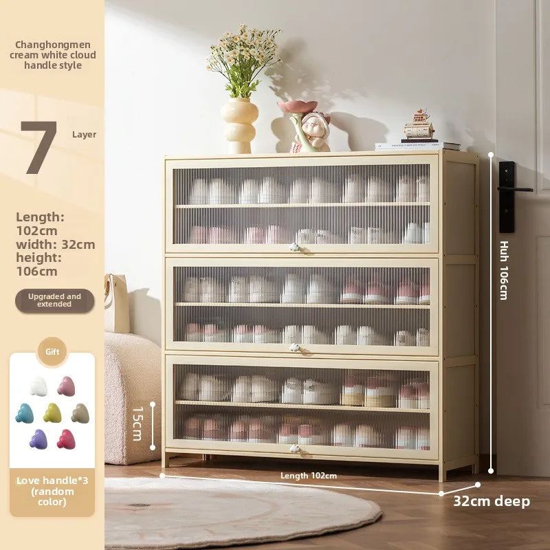 Cream wind dopamine shoe cabinet household simple door multi-layer dust storage shoe rack Oasis Select Seventh floor 102