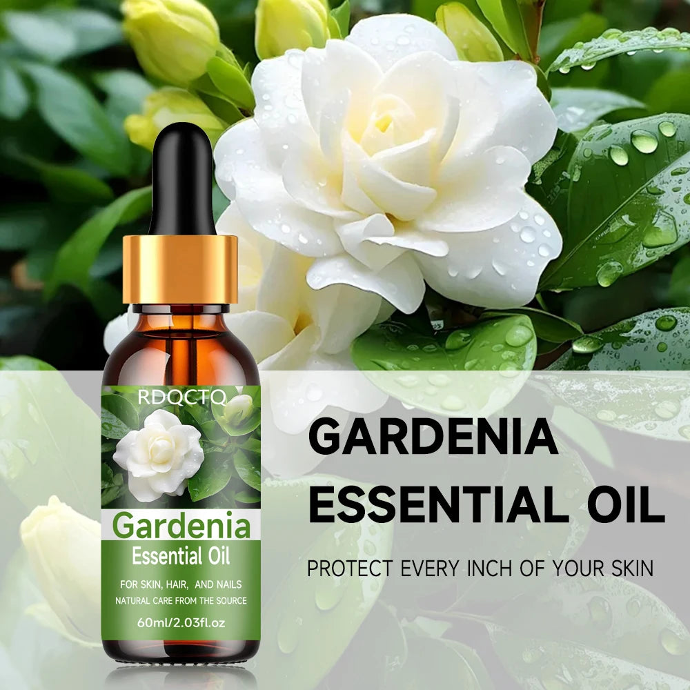 Natural Gardenia Essential Oil for Skin, Hair & Nail Care: Pure Floral Moisturizing Oil with Dropper 40/60ml Oasis Select