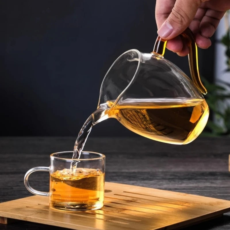350ml Heat-resisting Clear Glass Tea Pot with Colorful Handle Fair Cup with Infuser Puer Tea Brewing Kettle Pu Erh Pots Teapots Oasis Select