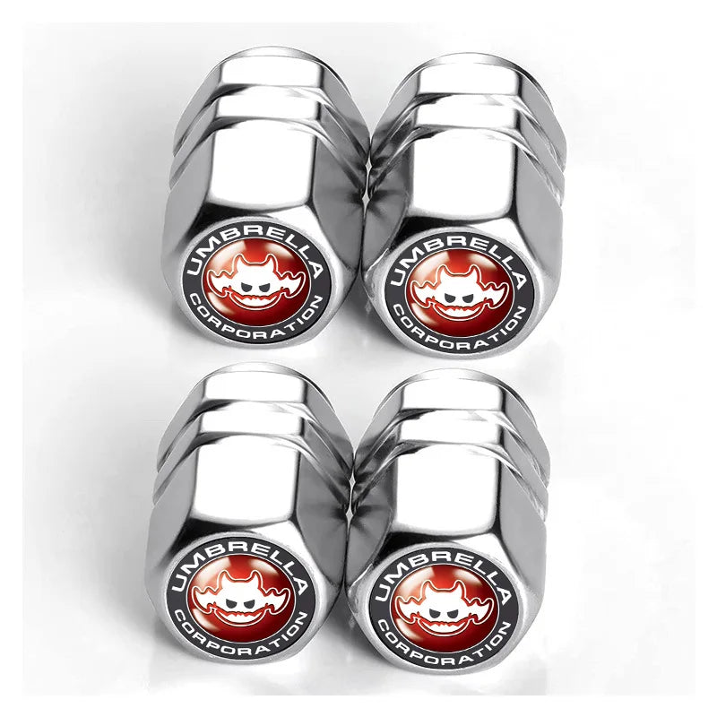 4 PCS Car Tire Valve Stem Caps, Air Caps Cover with Skull Pattern, Dust Proof Metal Valve Stem Covers Oasis Select Silver-J
