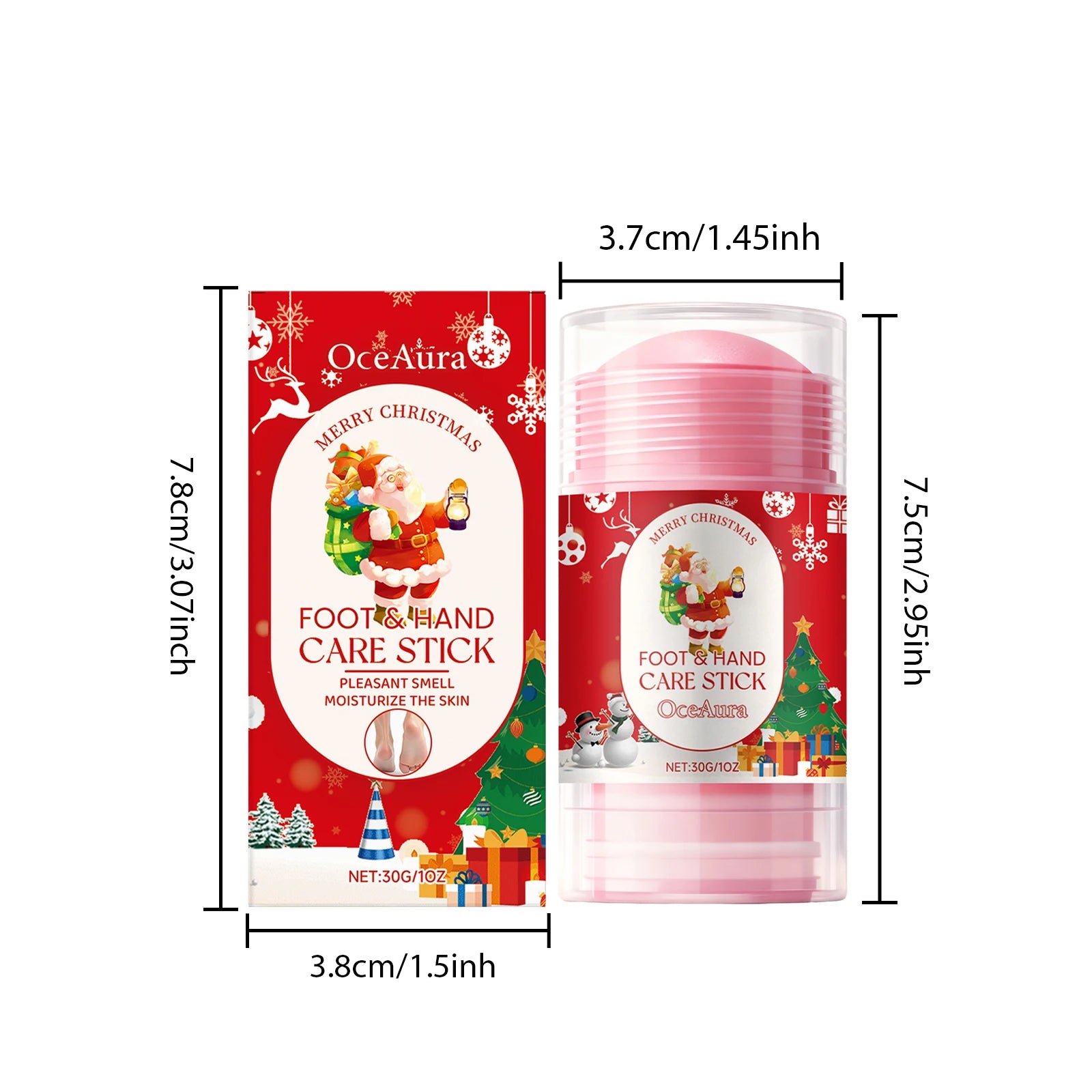 Christmas Urea Hand Foot Care Stick Moisturizing Balm for Dry Cracked Heels Elbows & Knees Gentle Exfoliation Softening Skin Oasis Select 1Pcs-B