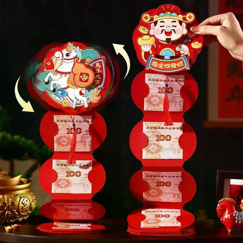 1Pcs Chinese Traditional Lucky Red Money Pouch 2026 Horse Year Cartoon Hongbag New Year Red Envelope New Year Gifts Oasis Select