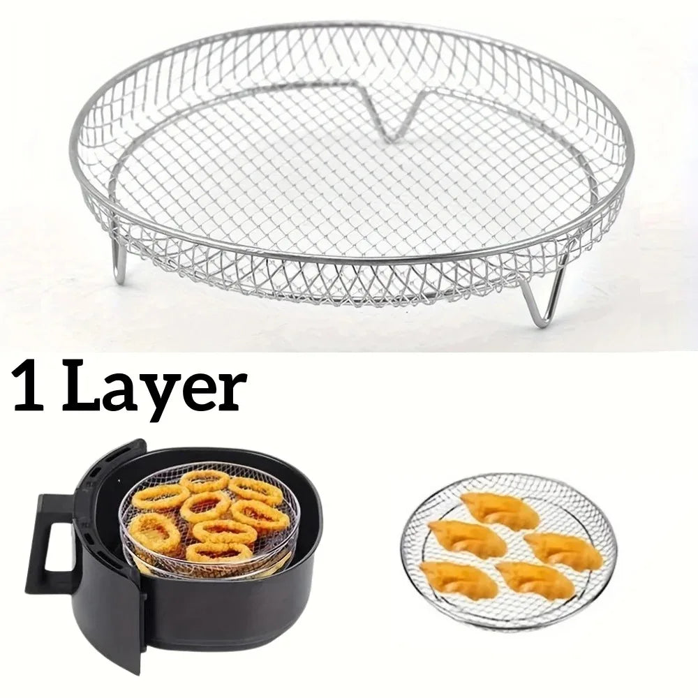 Stackable Air Fryer Rack 1-3 Layer 304 Stainless Steel Air Fryer Rack Oasis Select 1pc Round