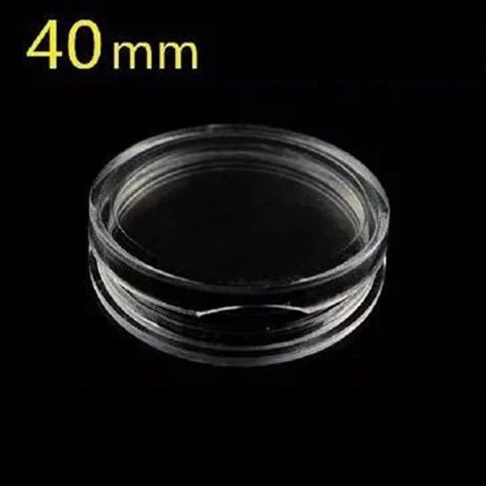100PCS Coin Capsules Storage Holder Clear Plastic Case with 40mm Inner Diameter for Coin Collection Protection Oasis Select