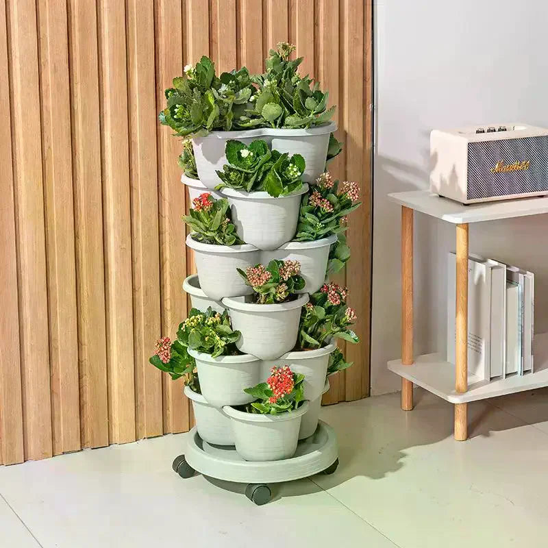 Vertical Tower Stackable Flower Pot Plastic Multi-layer Garden Planter Tower For Strawberry Vegetable Frame Grow Oasis Select