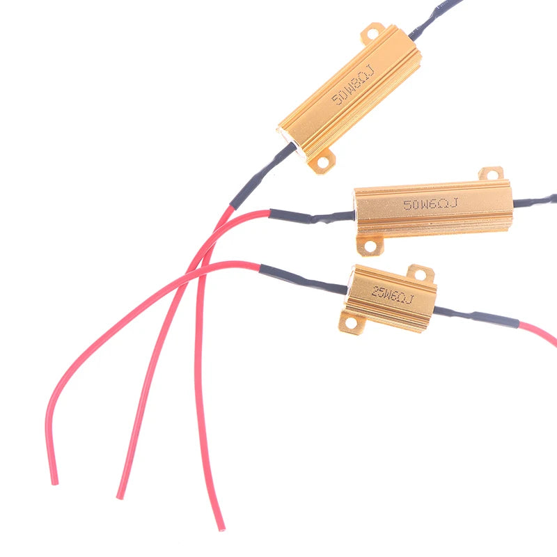 2Sets Car LED Canbus Decoder 10/25/50W 6/8/25/39Ohm Load For Auto Turn Signal Lantern License Plate Lamp Resistors Resistance Oasis Select