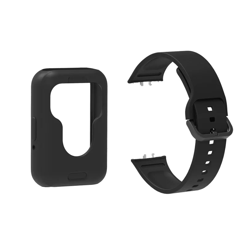Silicone Strap & Case for Samsung Galaxy Fit 3 SM-R390 Smartwatch Band & Case Oasis Select Black Case Strap