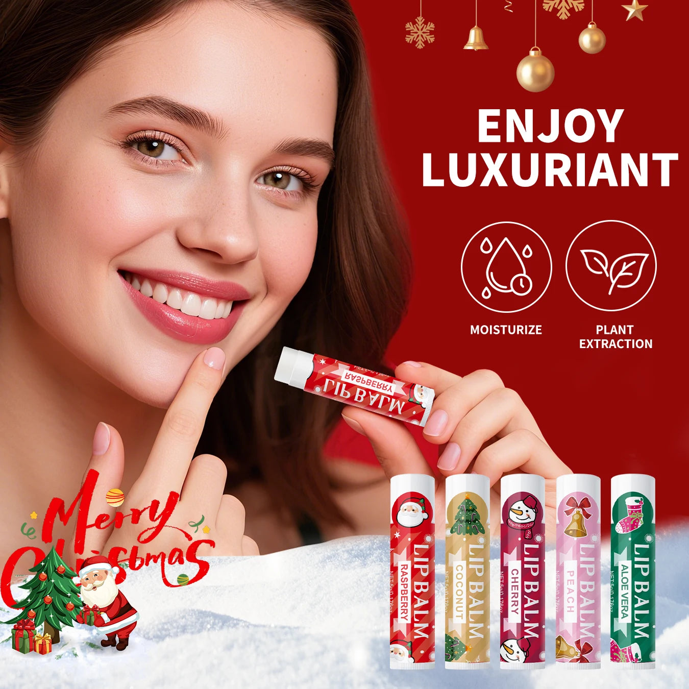 20PCS lipstick Set -5 Taste Christmas Theme Deep moisturizing and lasting moisturizing to create plump and shiny lips Oasis Select