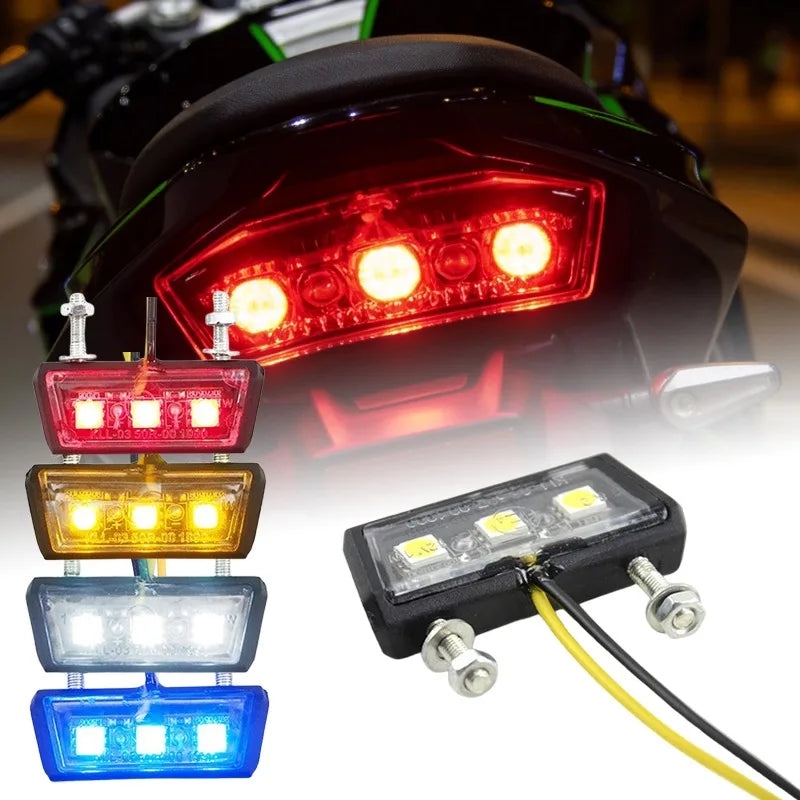 Waterproof 12V Universal Motorcycle License Plate LED Light Motorcycle License Light Rear Tail Lamp Indicators Motorbike Parts Oasis Select