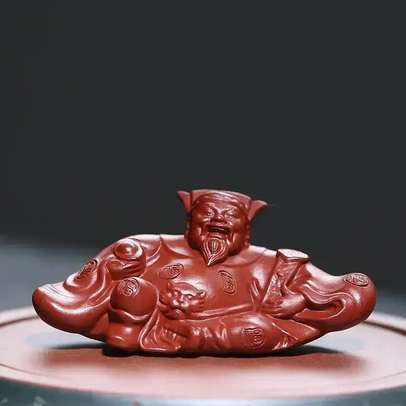 Yixing Zisha Tea Pet Maitreya Buddha Guanyin God of Wealth Small Figurine Cloth Bag Buddha Sculpture Incense Holder Ceramic Oasis Select God of Wealth