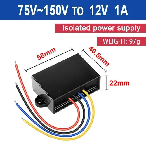 Isolated 75-150V 120V 96V 84V to 12V 1A-5A Isolation Buck Converter Step Down Power Supply Regulator Stabilizer DC for Truck Oasis Select 1A Isolated 75-150V 12V