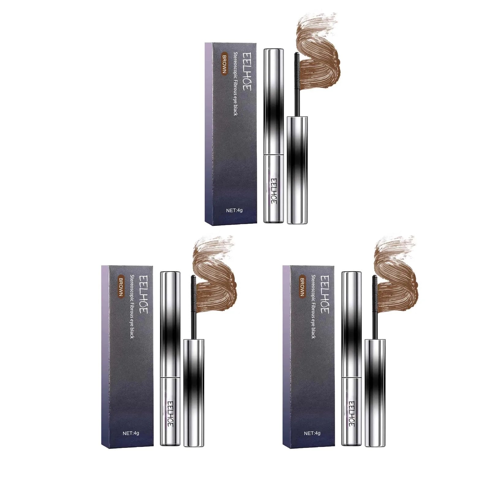 Curling Mascara Thick Waterproof Lengthening Black/brown Eyelash Styling Lash Extension Eye Lashes Brush Makeup Eye-Cosmetics Oasis Select brown 3pcs