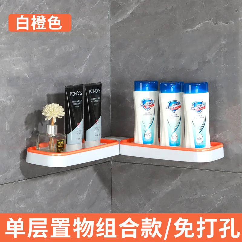 Toilet bathroom storage rack foldable countertop bathroom non perforated soap storage rack closet organizer Oasis Select White Orange