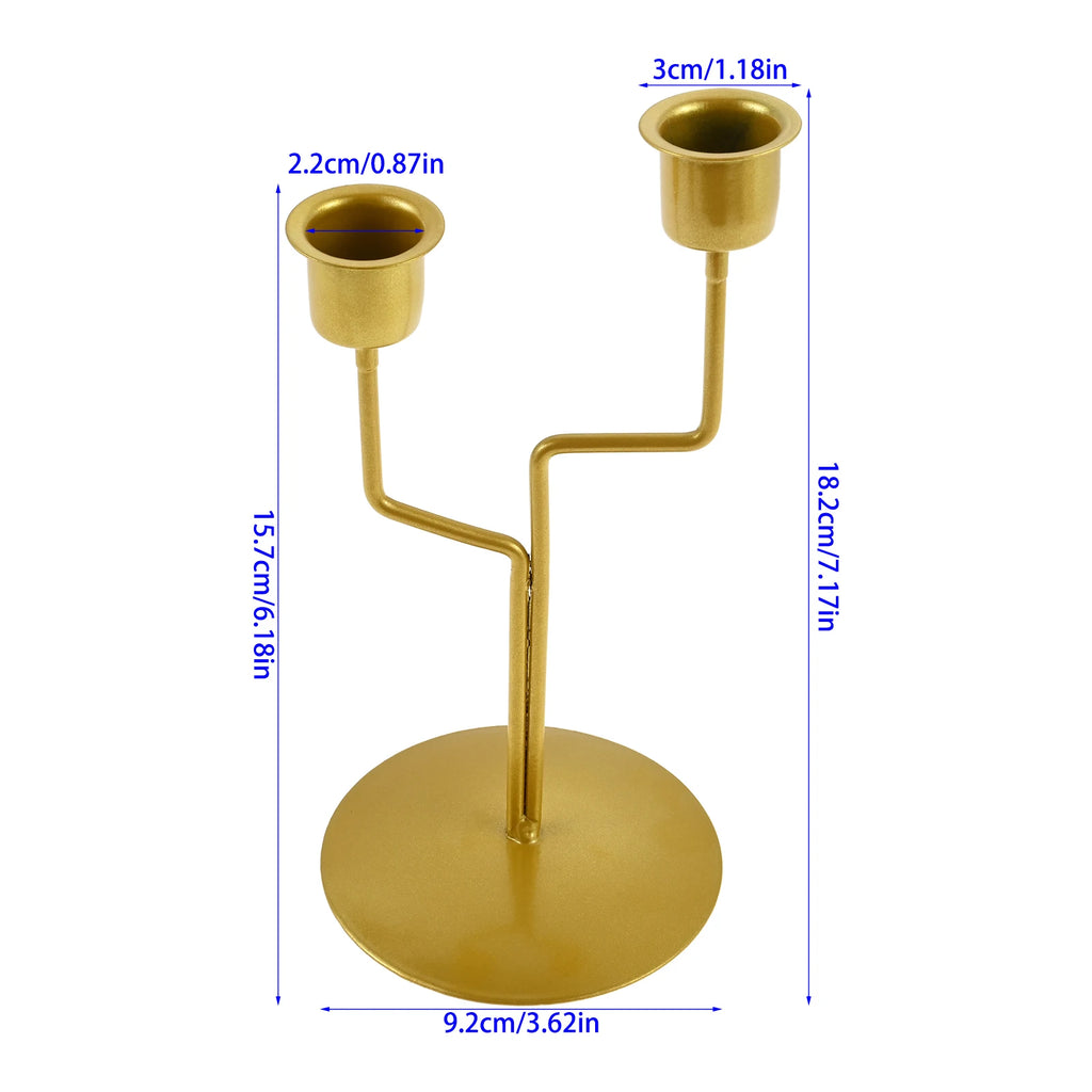 Fits for Decorating Candlelight Dinners,Weddings Nordic Style Interior Decoration Art 1Pc Gold 2-head Tree Branch Candlestick Oasis Select Gold