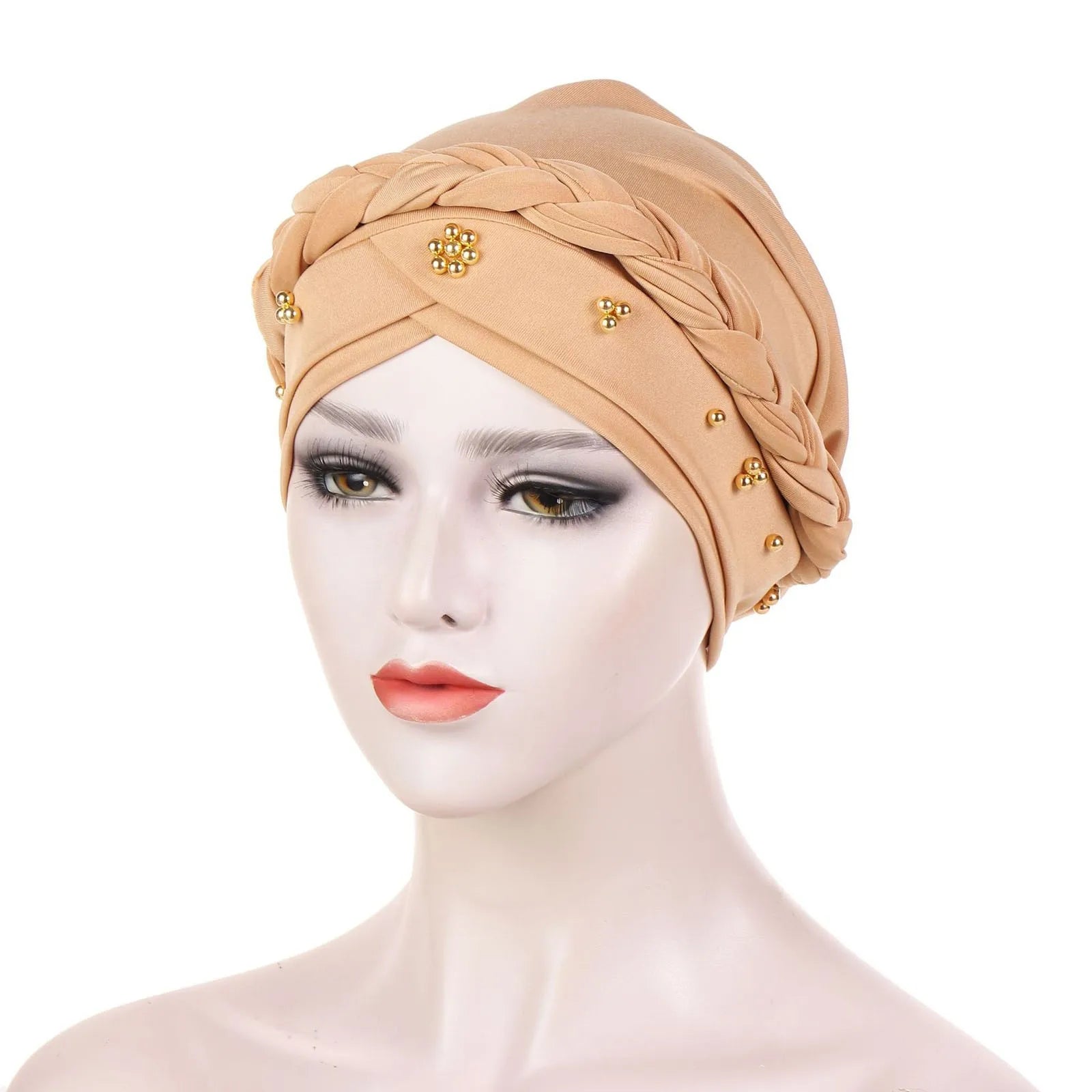 Muslim Women Inner Hijab Turban Bonnet Cap – Pearl Solid Hijab Turban Cap Oasis Select Khaki