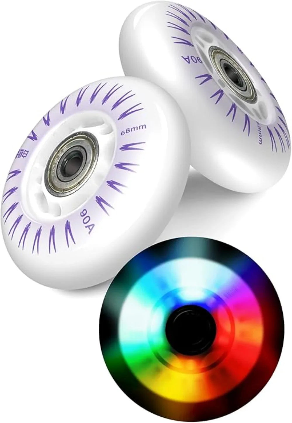 4PCS Luminescent Wheels Flash Inline Skate 90A LED Wheels Flash Roller Skates 68mm 72mm 76mm 80mmMulti-Specification Multi-Color Oasis Select