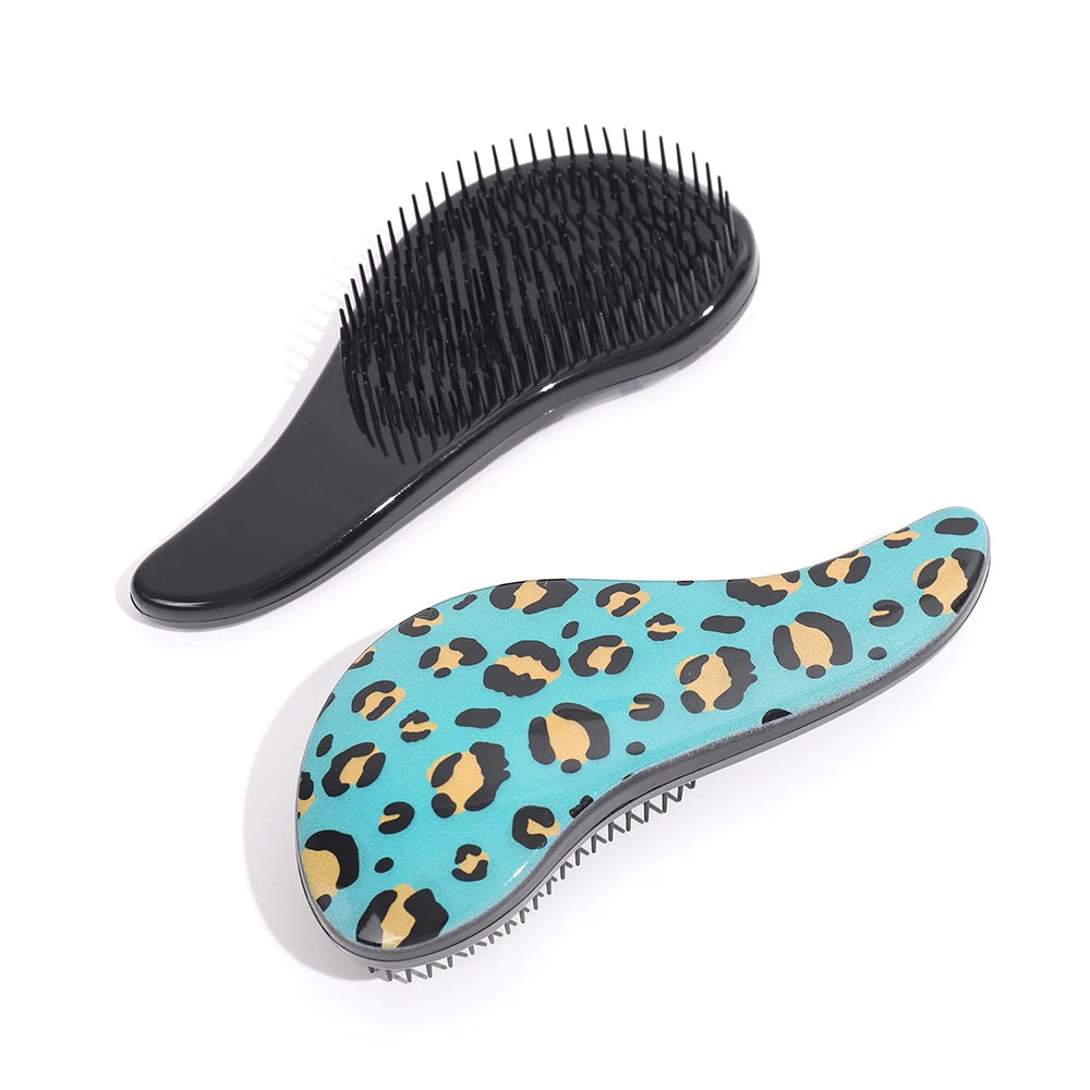 Leopard Print Air Cushion Comb Scalp Massage Comb Wet Dry Detangling Hair Comb Hair Styling Detangler Fast Blow Drying Hairbrush Oasis Select green