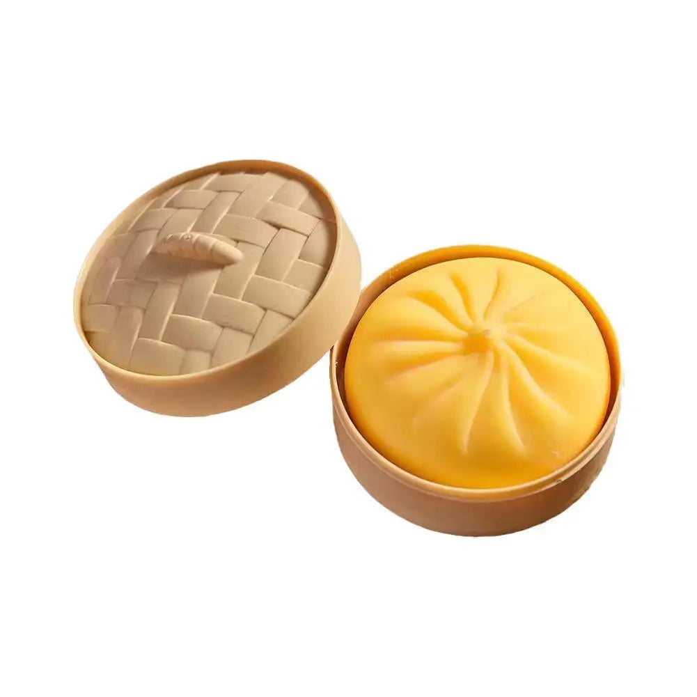 Realistic Colored Steamed Bun Toy With 6cm Small Steamer Slow Rebound Molding Soft Pressure Relief For Office Study Relaxation Oasis Select yellow
