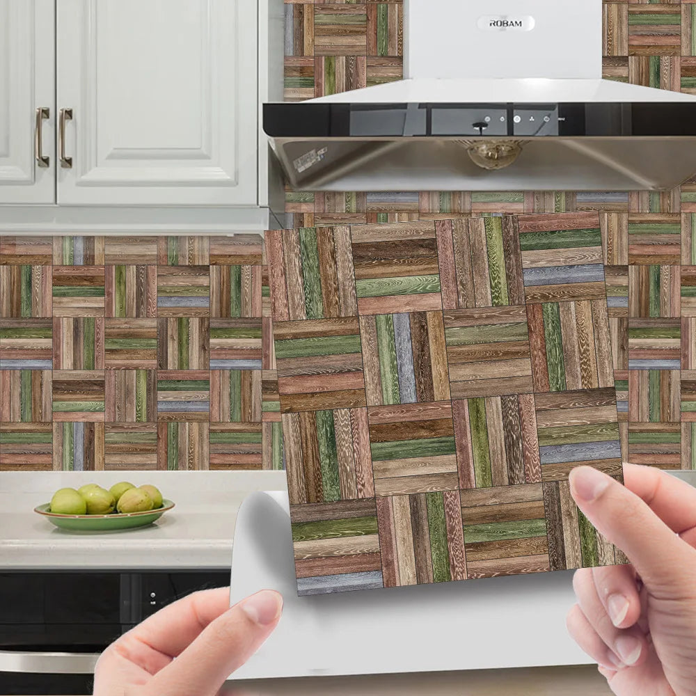 Imitation wood grain texture tiles pasted antique self-adhesive tiles pasted retro wall stickers can be removed Oasis Select