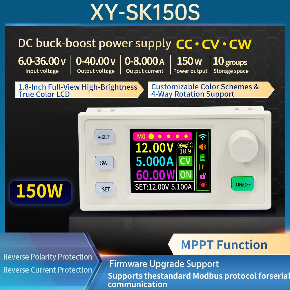 SK150S 150W DC Buck Boost Converter CNC DC Regulated Power Supply 0-40V 8A Power Module Adjustable Regulated Lab Power Supply Oasis Select