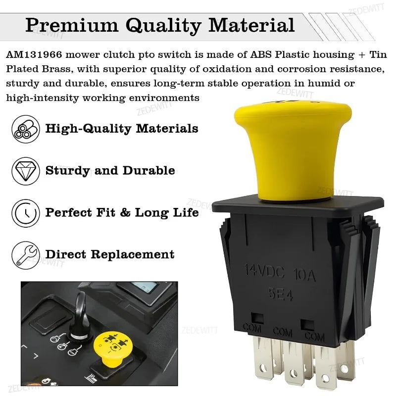 For John Deere Lawn Tractor Heavy Duty PTO Switch AM119139 AM131966 L105 L108 L120 2048 LA100 S130 Mower 717A Z625 CV493T WH48A Oasis Select