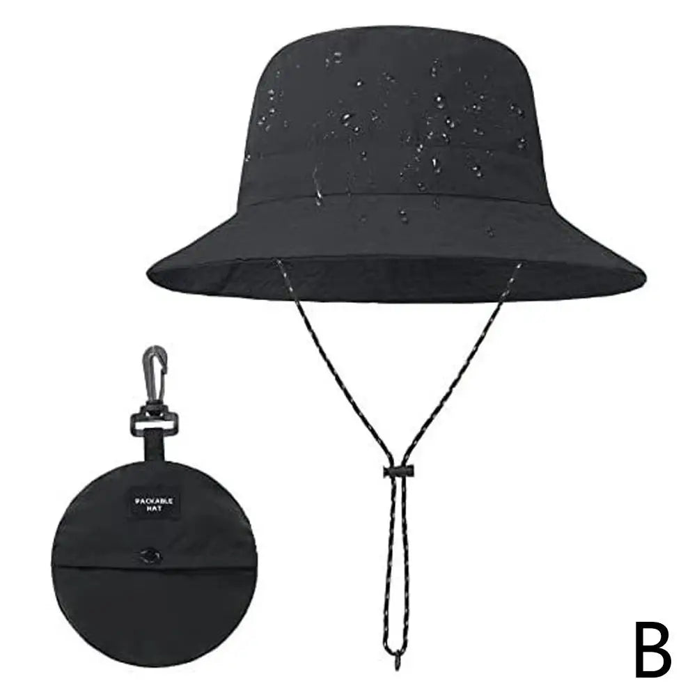 Waterproof Fisherman Hat Women Summer Sun Anti-UV Protection Camping Hiking Mountaineering Caps Men's Panama Bucket Outdoor Hat Oasis Select M Black