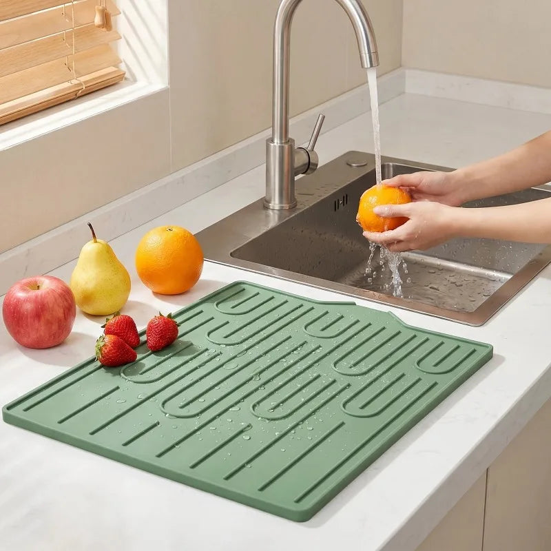 Silicone Dish Drying Mat Large Multipurpose Non-Slip Heat Resistant Countertop Easy Clean for Dishes Hot Pots Multi Colors Oasis Select
