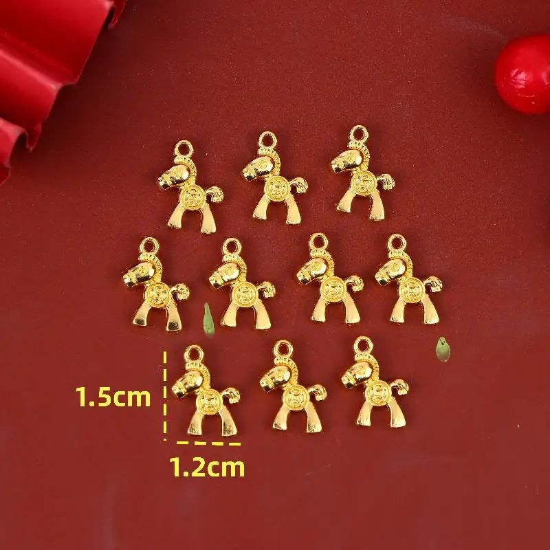 New Year Gifts Ornament Set, 2/3/4/10Pcs Golden Zodiac Horse Pendant, 2026 Year Of The Horse Car Home Decor Oasis Select A2 10pcs
