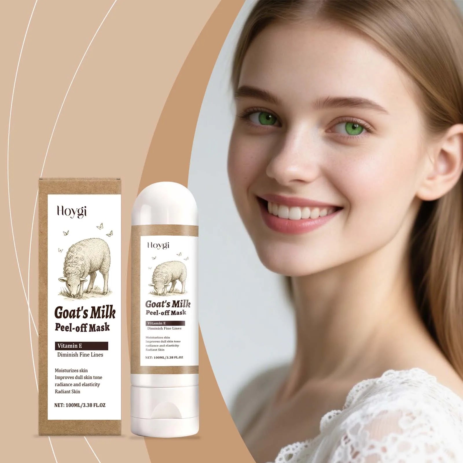 Anti-Fine Line Goat Milk Peel-Off Mask Improves Dullness Brightens Skin Hydrates Gently Cleanses Leaves Facial Skin Soft Smooth Oasis Select
