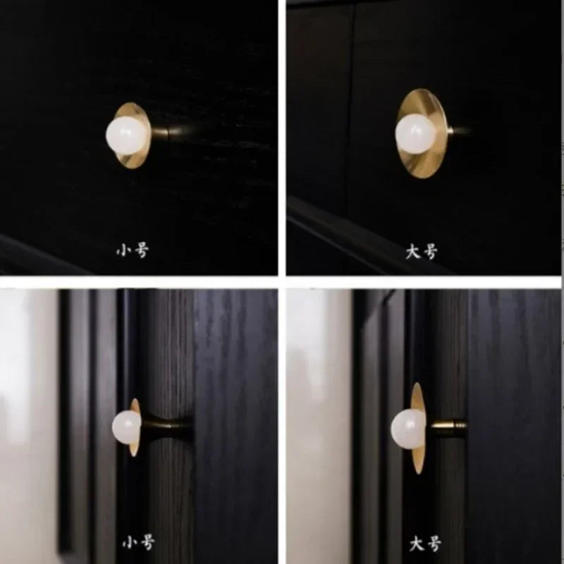 Natural Stone+solid Brass Kitchen Drawer Cabinet Handle Furniture Pink Crystal Knobs Hardware Cupboard Pull Oasis Select