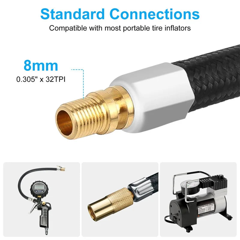 Quick Connect Release Braided Flexible Hose, Tire Valve Extension Tube for Air Inflator Pump, Suitable for Automobiles Oasis Select