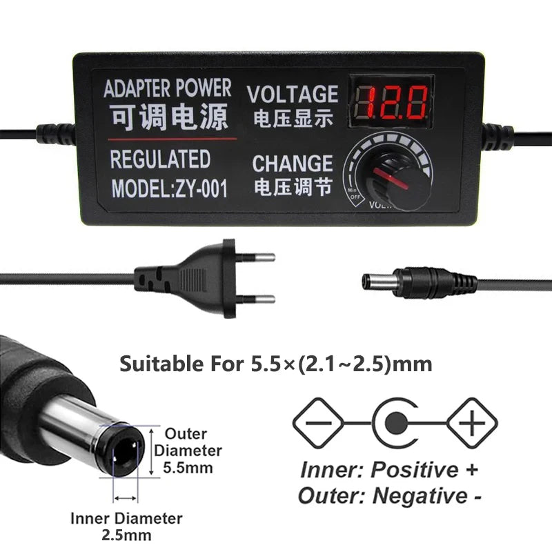 AC TO DC Adjustable Power Supply Adapter Transformer AC 220V TO DC 3V 9V 12V 24V Power Supplies Universal Adapter WIth 9PCS Plug Oasis Select
