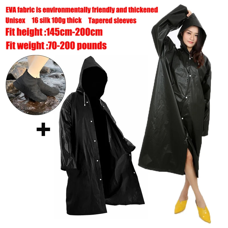 EVA High-quality unisex thickened waterproof men's camping raincoat and rain boots set (single piece) made of EVA material. Oasis Select