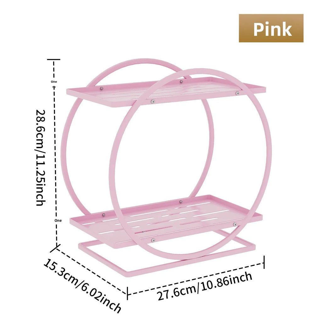 Cosmetics Storage Rack, Tabletop Shelf, Wrought Iron Layered Rack, Dresser, Skin Care Products, Perfume Display Rack Oasis Select pink