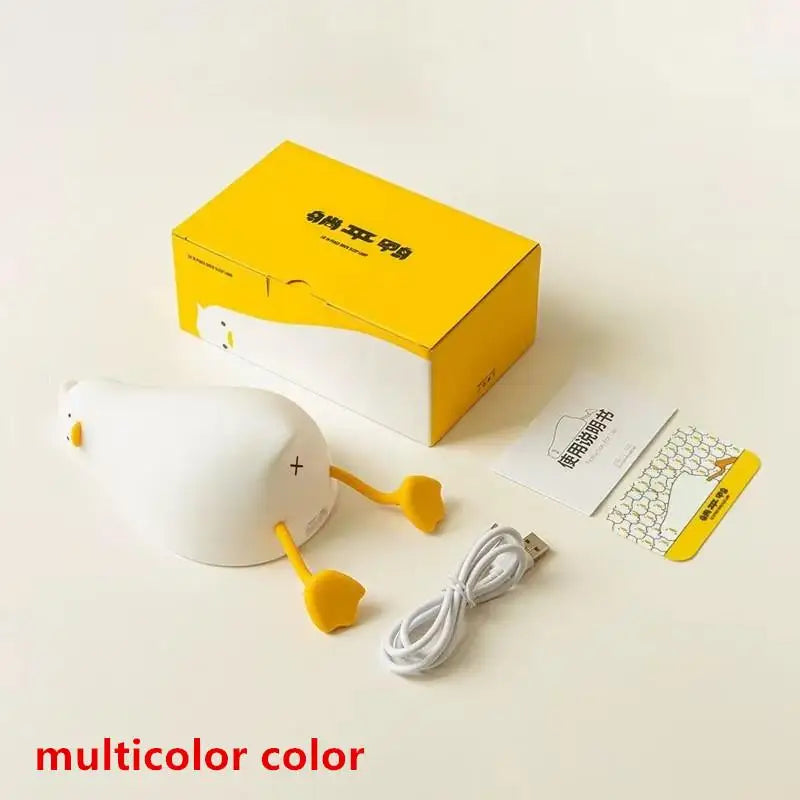 LED Duck Night Light Rechargeable Touch Silicone Cartoon Clap Duck Sleeping Night Lamp For Bedroom Decoration Children Gift Oasis Select B