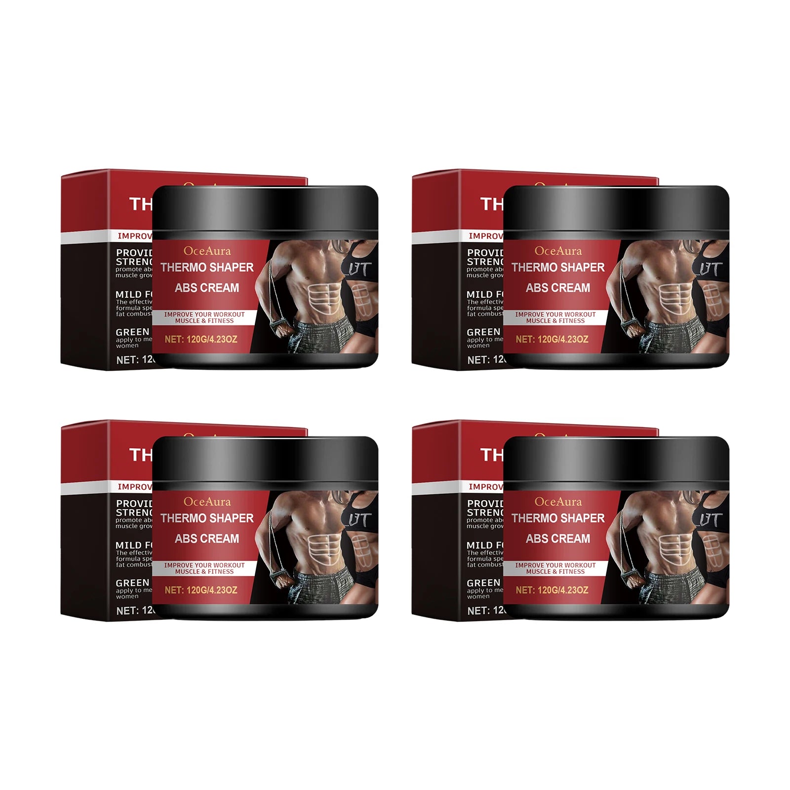 Oceaura Abdominal Tightening Cream Anti Cellulite Moisturizing Lifting Fat Burn Exercise Body Skin Shaping Belly Firming Creams Oasis Select 120g Boxed X 4PCS