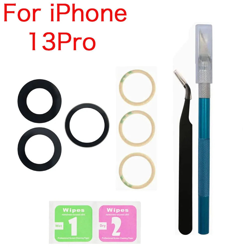iPhone 11–14 Rear Camera Glass Lens Replacement Kit + Tools
