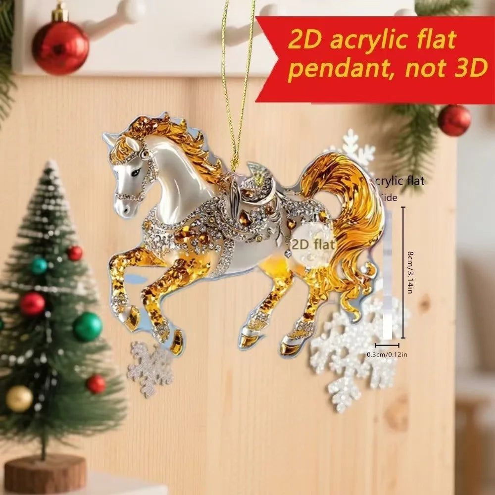 Golden Acrylic Horse Keychain Pendant – Car & Bag Charm Gift