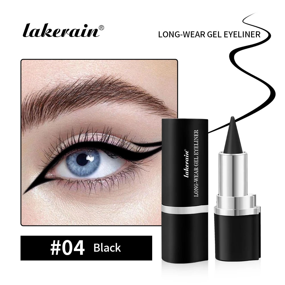Lakerain Long-lasting Gel Eyeliner Soft Waterproof And Sweat-proof Matte Black Silver Brown Eye Liner Pen Makeup Cosmetic Oasis Select 4 Black