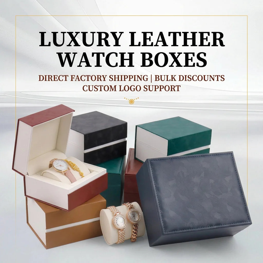 PU Leather Watch & Jewelry Organizer Box | Multi-Compartment