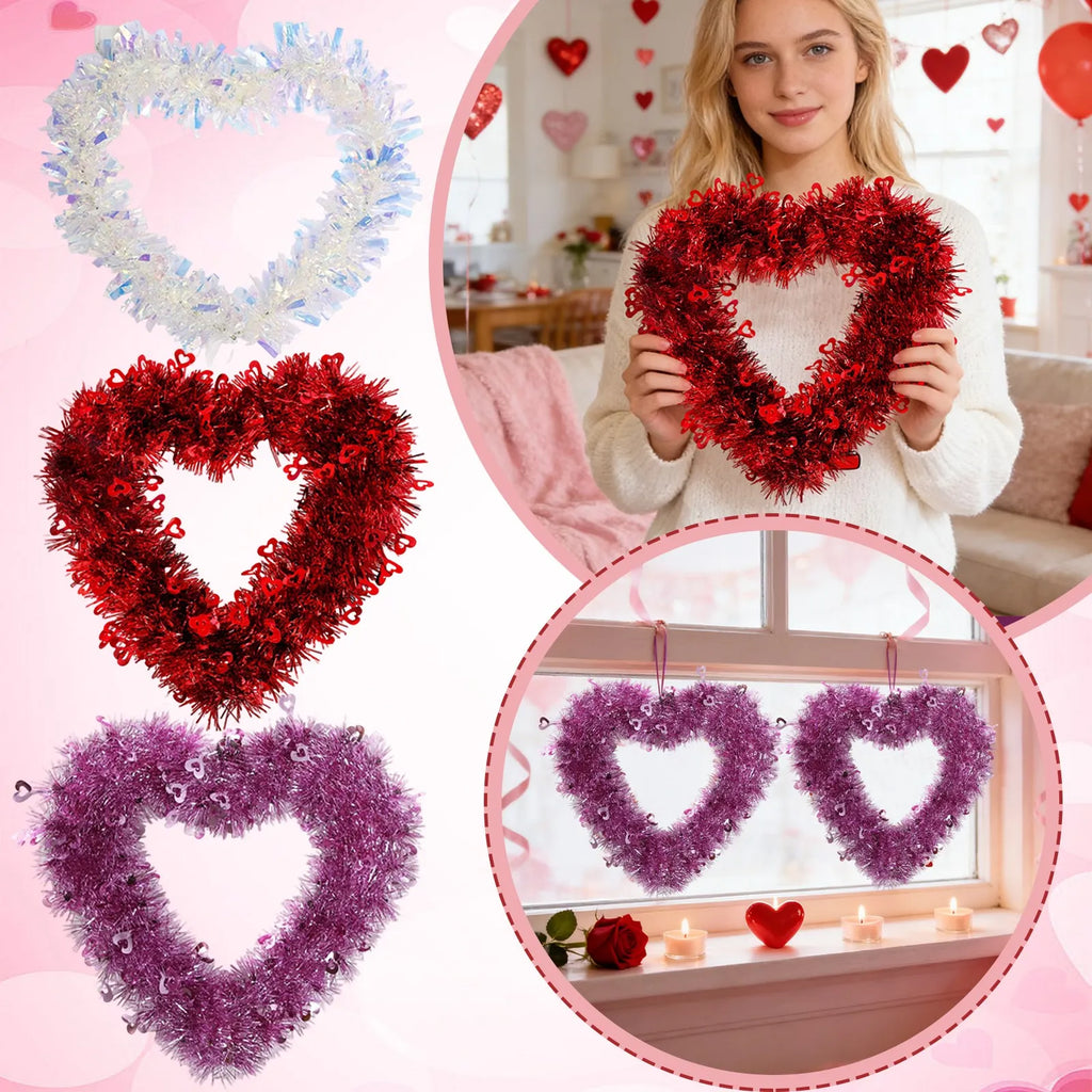 Red Heart Glitter Wreath – Valentine's, Wedding & Party Decor Holiday Wreath Decor Oasis Select