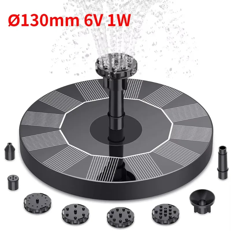 3.5W Solar Bird Bath Water Fountain Pump, with 6 Nozzles DIY Garden Ponds Pool Water Features, Ideal Outdoor Landscape Accessory Oasis Select 1W