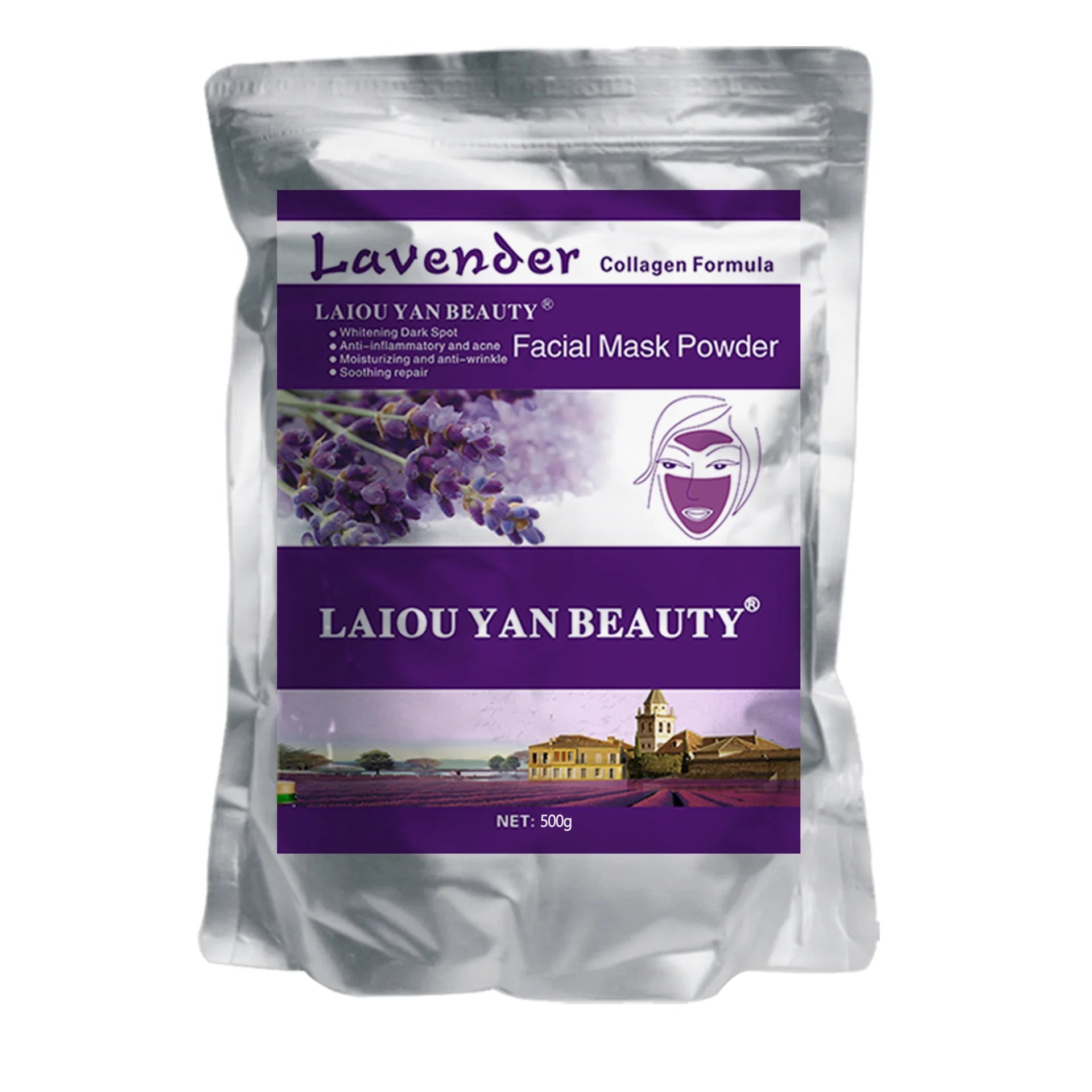 500g Pearl Whitening and Moisturizing Facial Mask Powder Green Tea Olives Lemon Natural Soft Jelly Powder Anti-wrinkle Skin Care Oasis Select Lavender