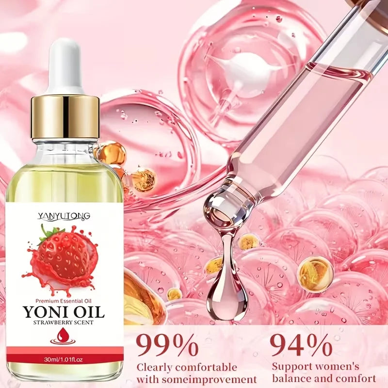 30ml Yoni Oil, Strawberry Scented, Natural & Plant-Based, pH Balance, Odor Eliminator, Feminine Care, Moisturizer Oasis Select