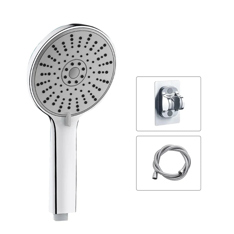 Large Panel Shower Head Pressurised Five-speed Adjustable Shower Bathroom Rain Shower Head Bathroom Shower Accessories Oasis Select Silver-Set