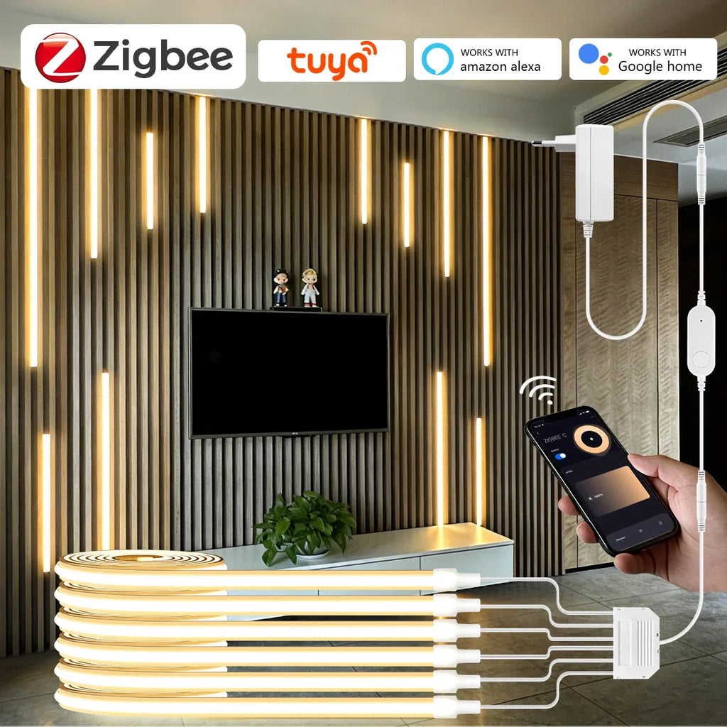 Living Room TV Wall Backlight Decor Neon Lamp Tape 2/4/6pcs COB LED Strip Light Work With Zigbee Tuya/Smart Life App Control 24V Oasis Select