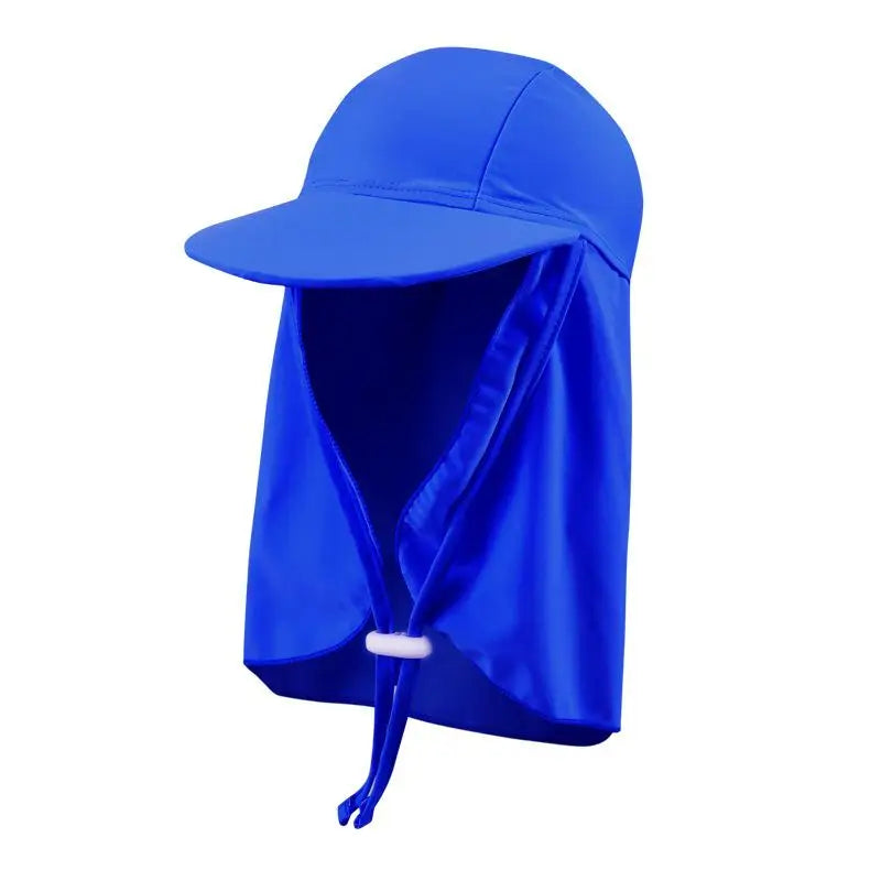 Multicolor Kids Anti-UV Sunscreen Hat Nylon Breathable Large Brimmed Hat Swimming Outdoor Ice Silk Hats Unisex Oasis Select Dark blue