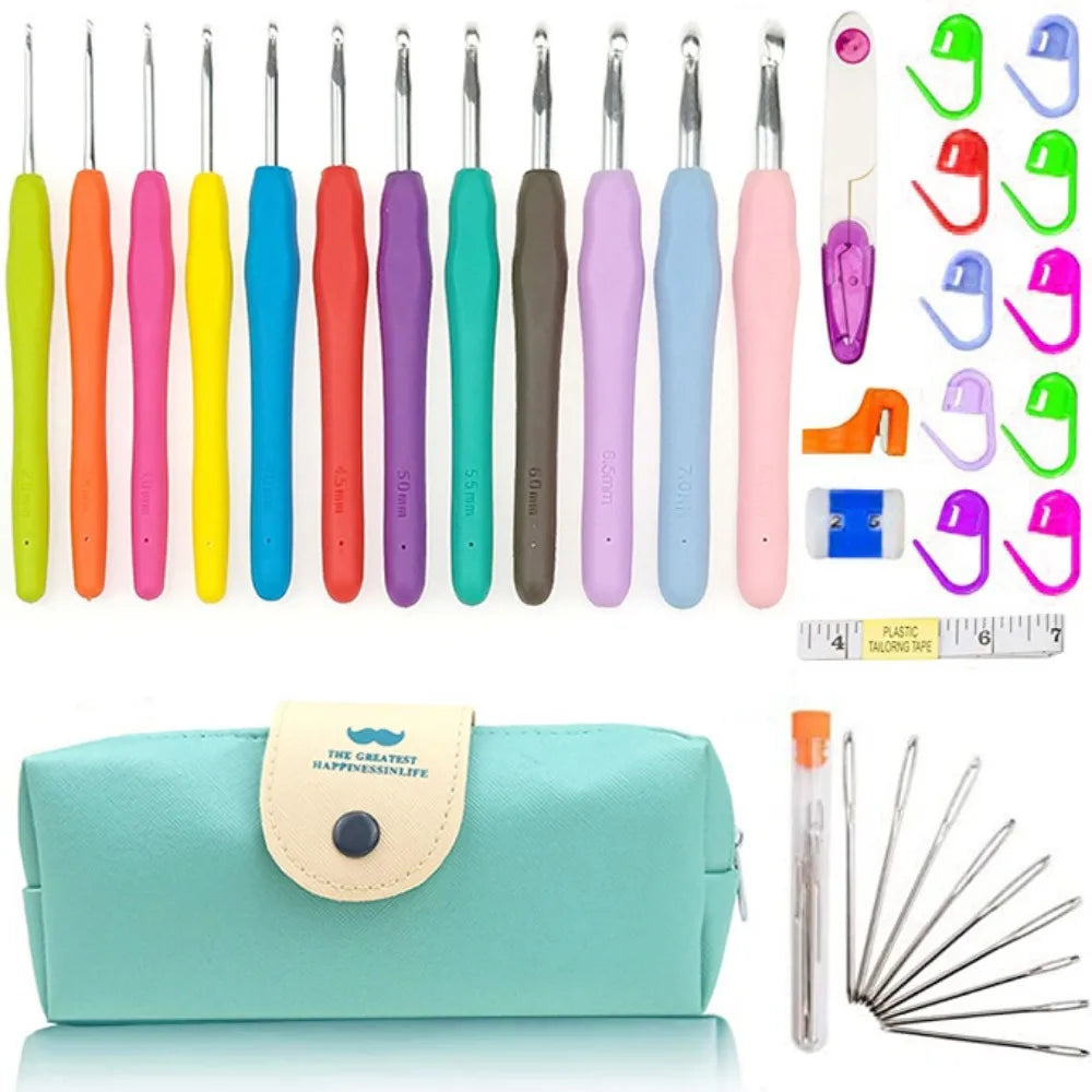 Ergonomic Crochet Hooks Set 2–8mm | Soft Grip & Storage Case