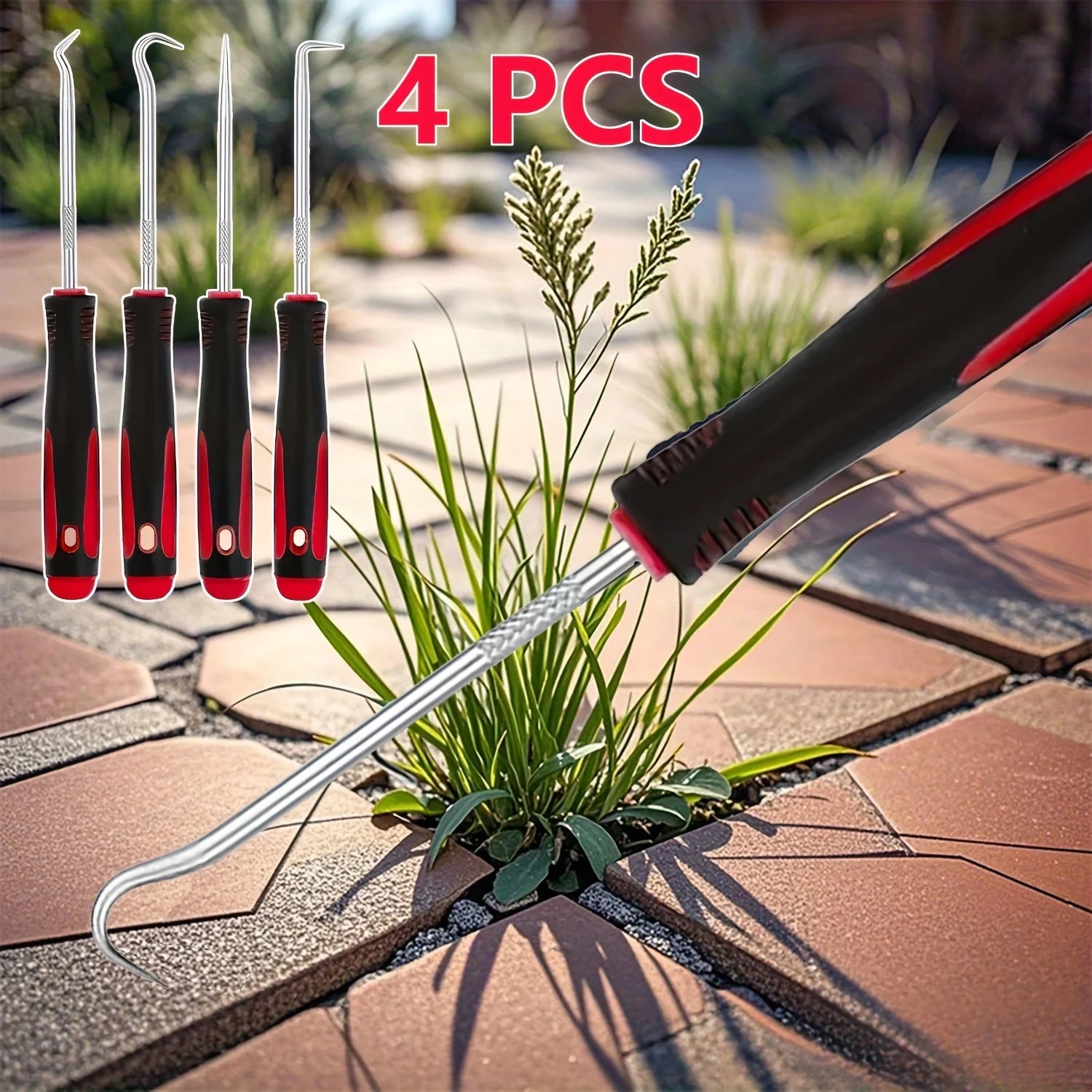 1SET OF Sturdy and Durable Weeding Hooks, Easy To Tidy Up Weeds and Moss in The Courtyard Paving Joints, Made of Metal Material Oasis Select Red