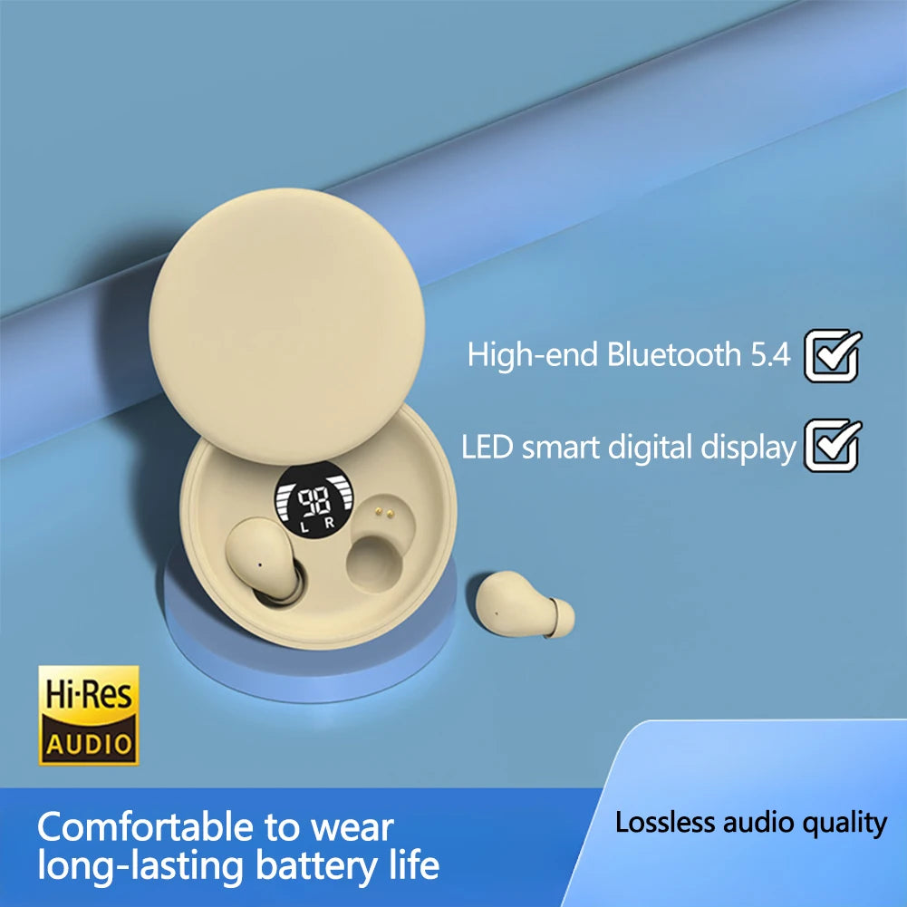 Mini Invisible Bluetooth 5.4 TWS Earbuds – Sleep & Sport
